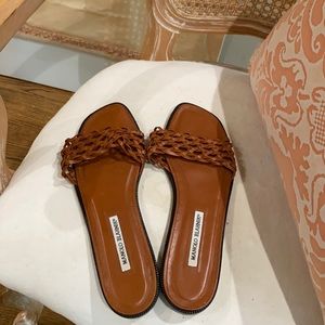 Manolo Blahnik Woven Leather Sandals
